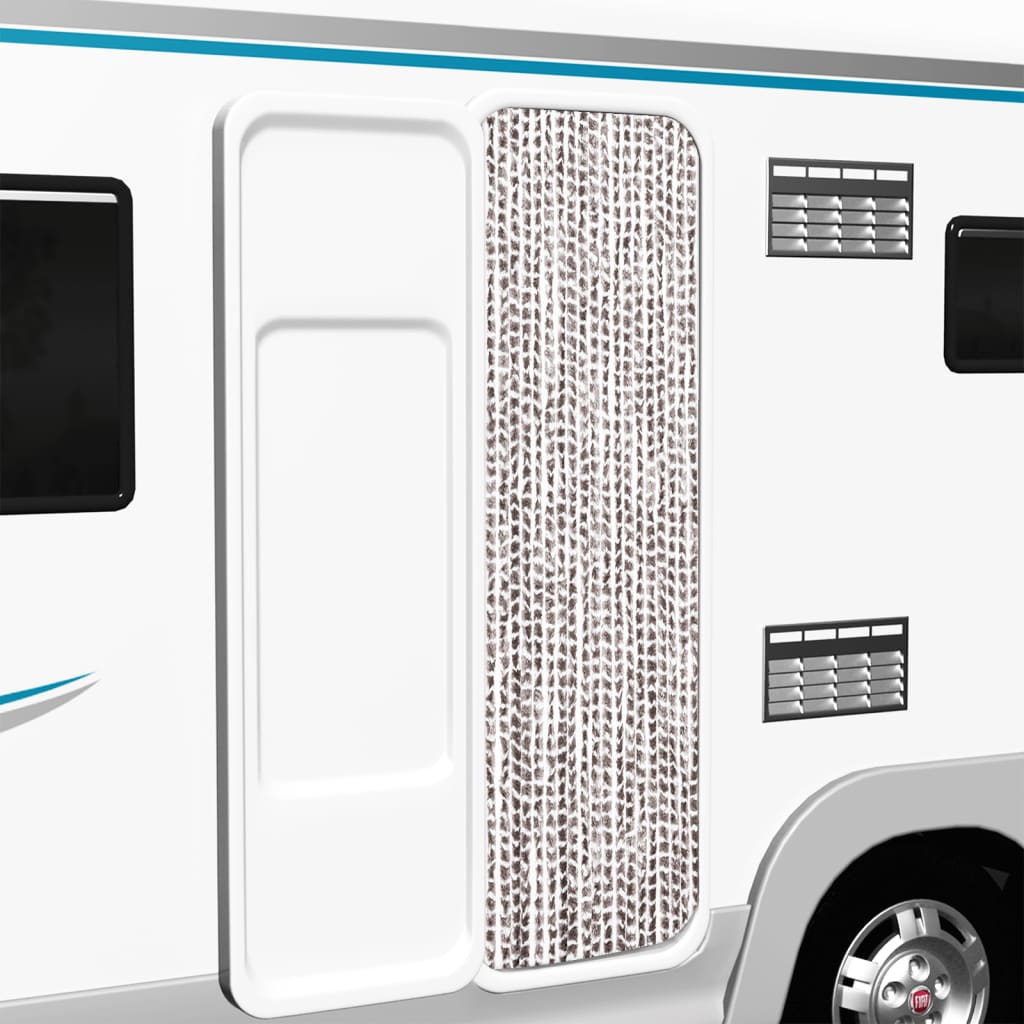 Vidaxl fly curtain 56x185 cm chenille taupe and white