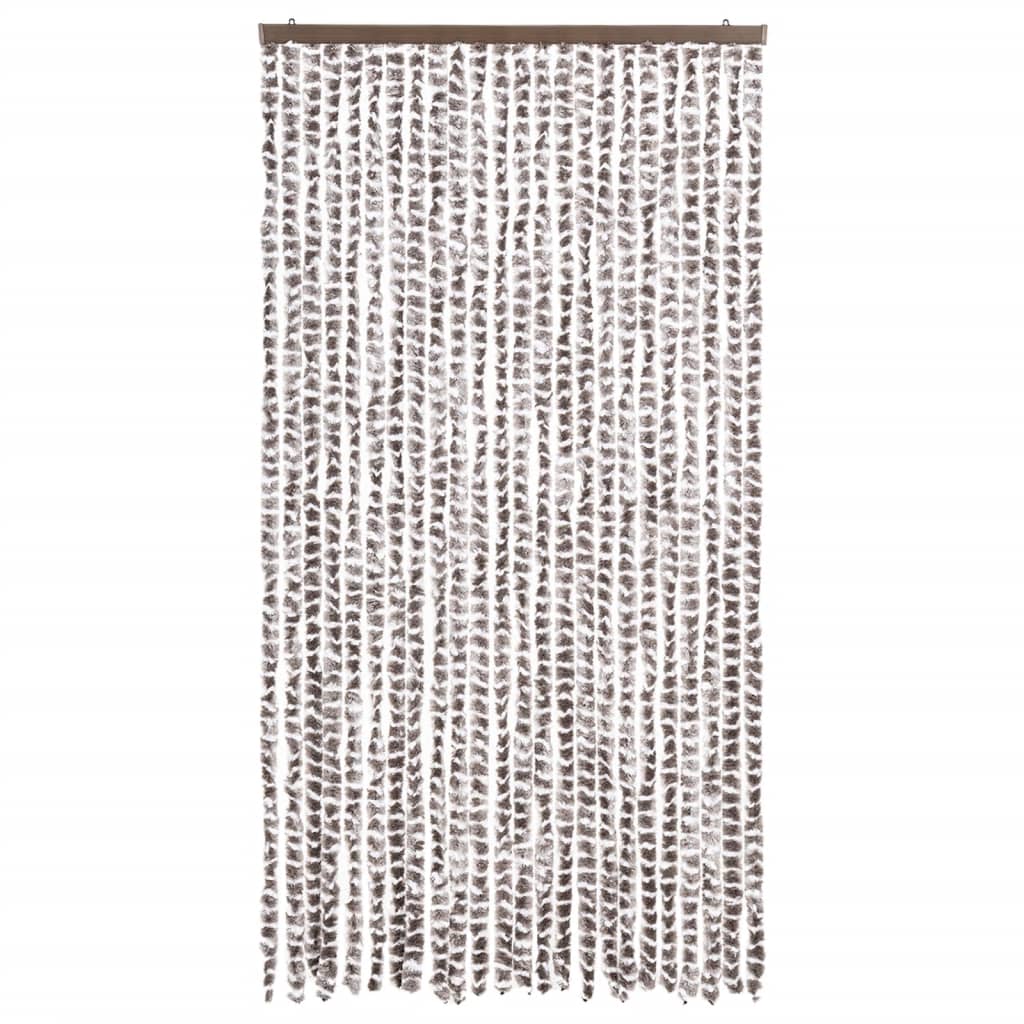 Vidaxl fly curtain 100x220 cm chenille taupe and white