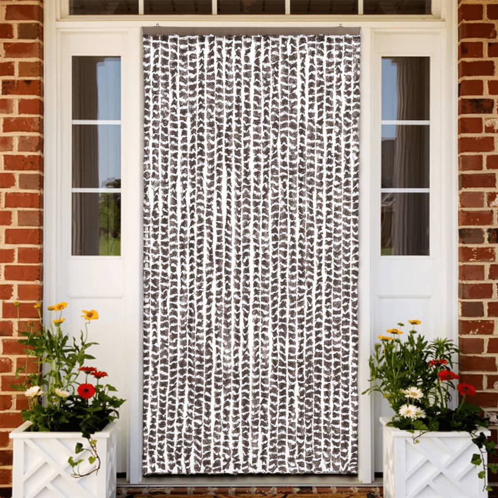 Vidaxl fly curtain 100x220 cm chenille taupe and white