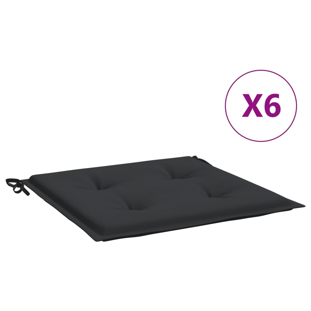 Vidaxl Garden Cushions 6 St 50x50x3 cm tessuto oxford nero
