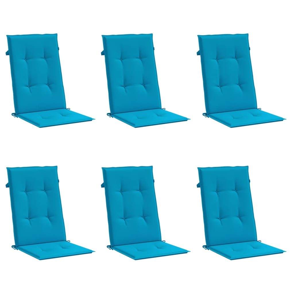 Coussins de chaise de jardin vidaxl 6 st dos haut 120x50x3 cm tissu bleu