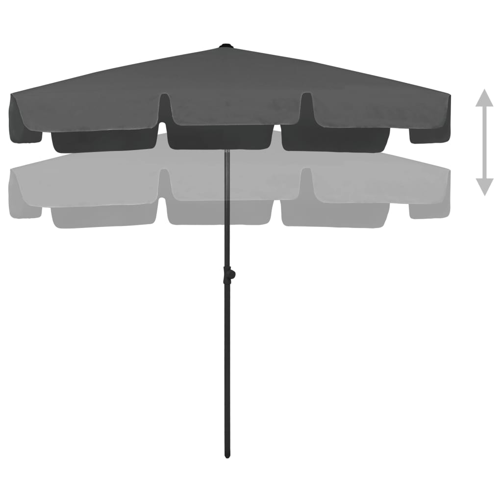 VIDAXL Strandparasol 200x125 cm Anthrazit -ausgelöst