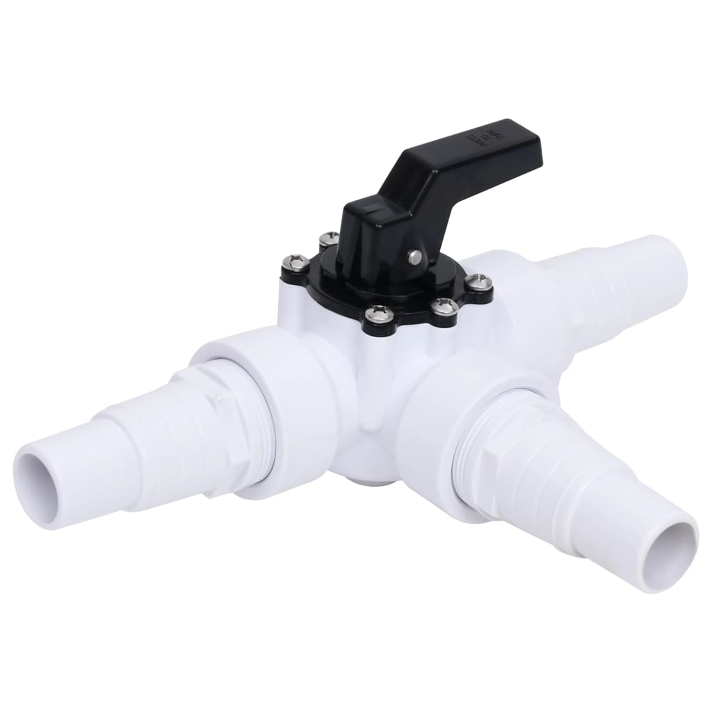 Vidaxl 3-Way Pool Ball Valve White and Black