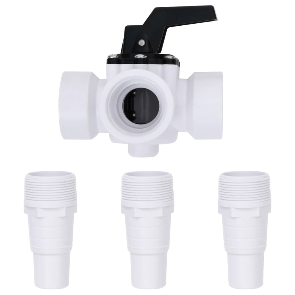 Vidaxl 3-Way Pool Ball Valve White and Black