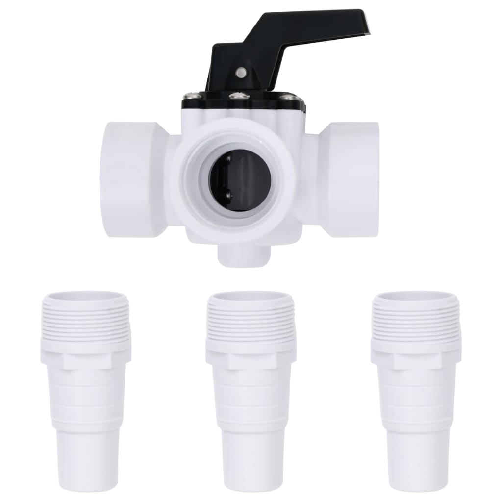 Vidaxl 3-Way Pool Ball Valve White and Black