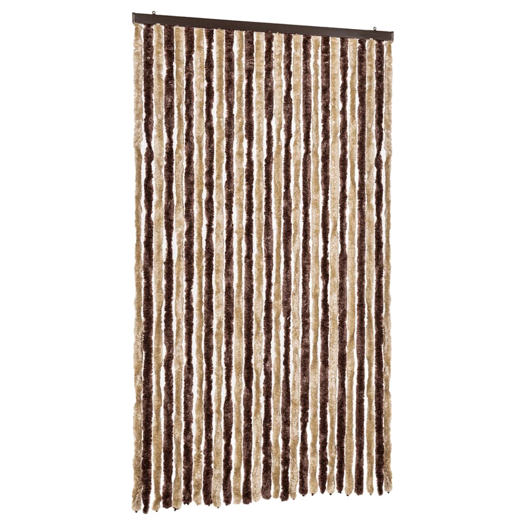 Vidaxl Fly Vorhang 118x220 cm Chenille Beige und hellbraun