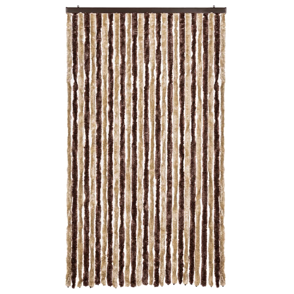 Vidaxl Fly Vorhang 118x220 cm Chenille Beige und hellbraun