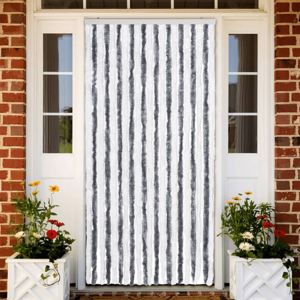 Vidaxl fly curtain 90x200 cm chenille gray and white