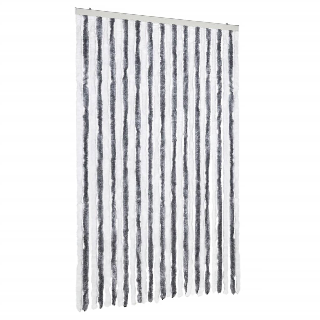 Vidaxl fly curtain 118x220 cm chenille gray and white