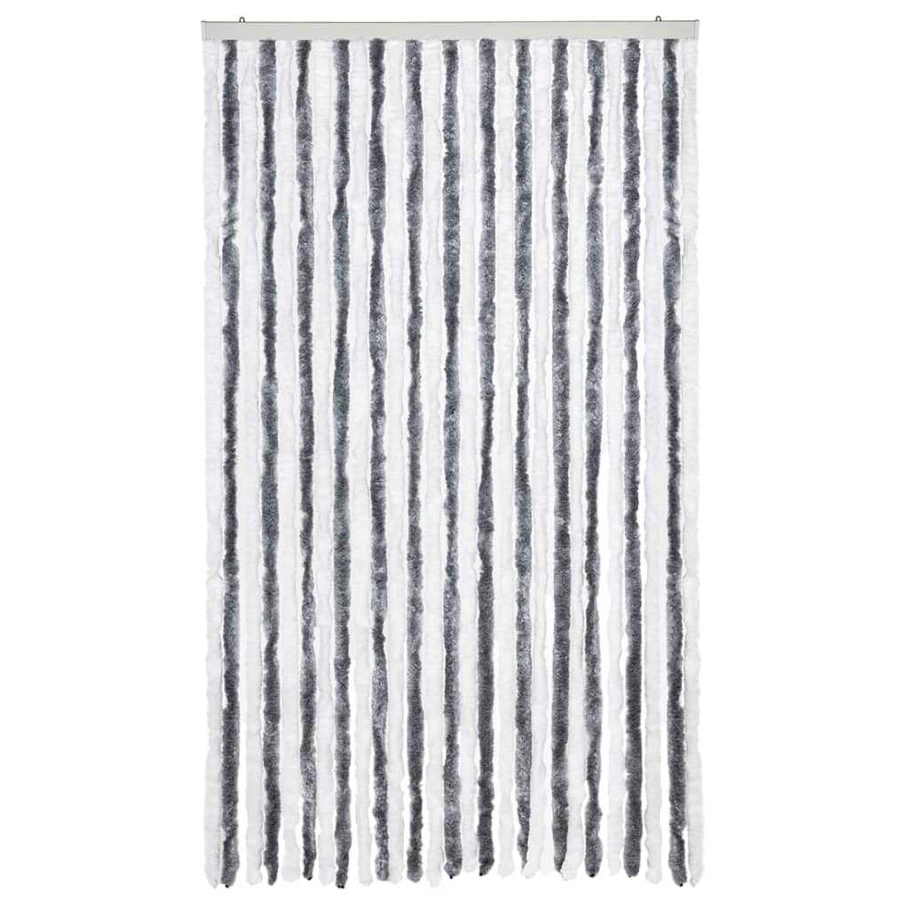 Vidaxl fly curtain 118x220 cm chenille gray and white