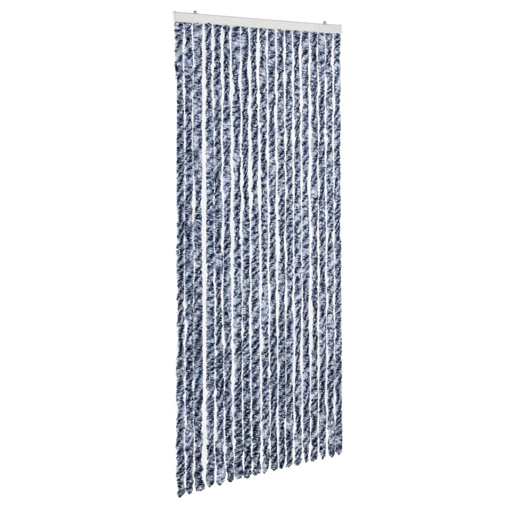Vidaxl fly curtain 56x200 cm chenille blue and white