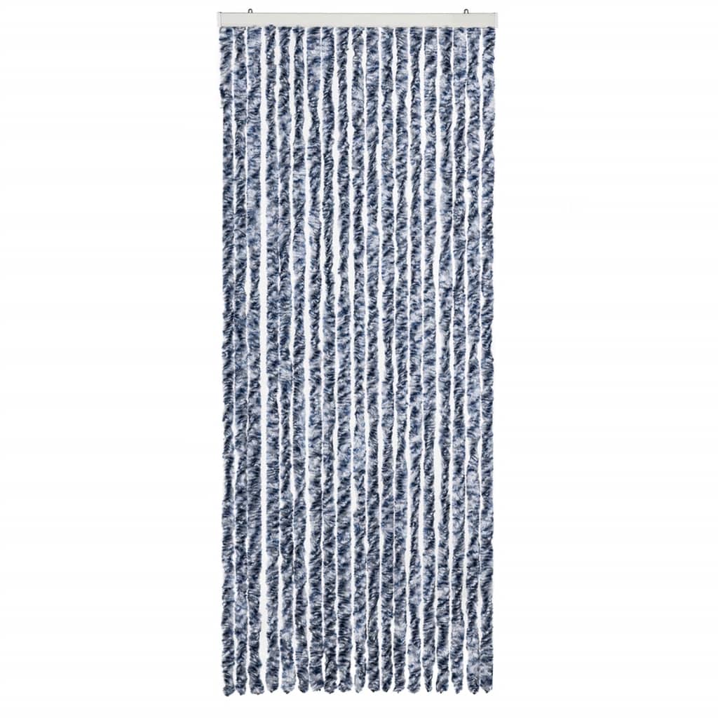 Vidaxl fly curtain 56x200 cm chenille blue and white