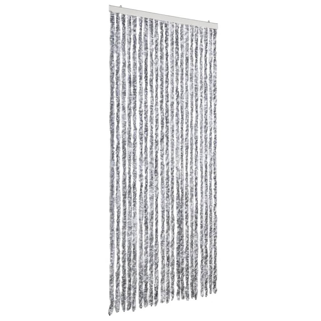 Vidaxl fly curtain 90x200 cm chenille white and gray