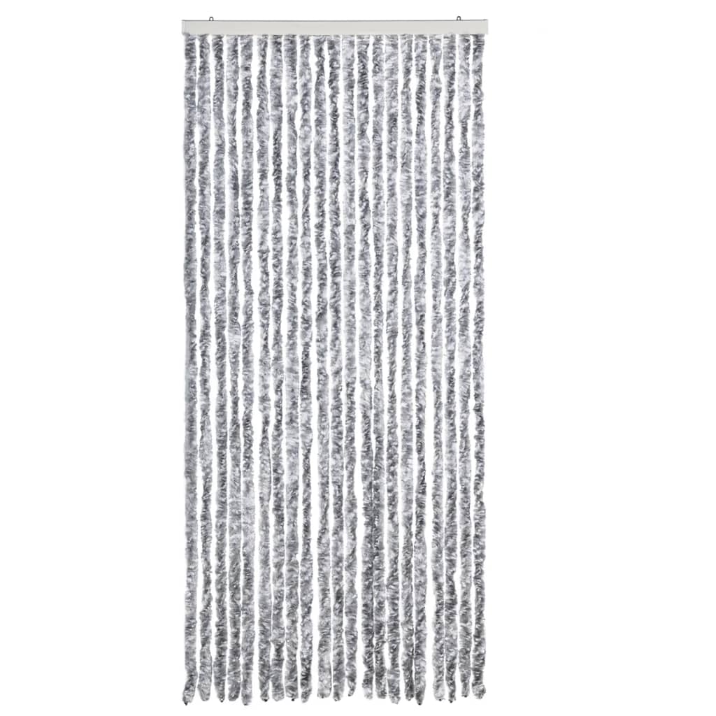 Vidaxl fly curtain 90x200 cm chenille white and gray