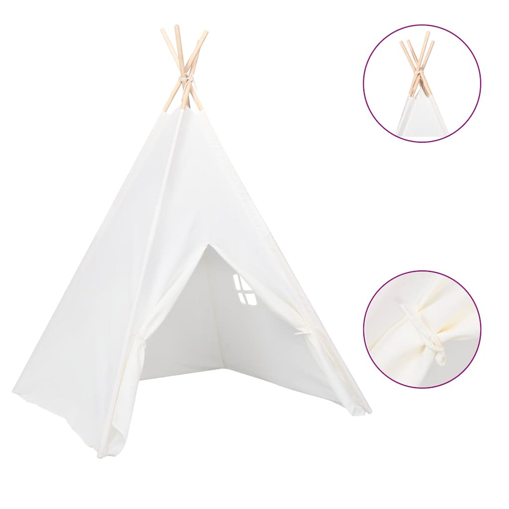 VidaXL children's teepee tent with bag 120x120x150 cm peachskin white