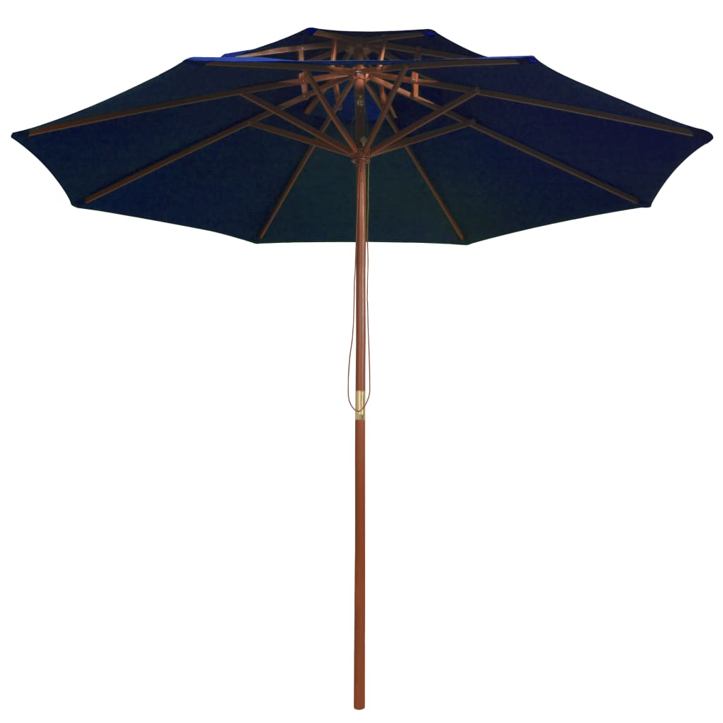 Vidaxl double-decker parasol with wooden pole 270 cm blue