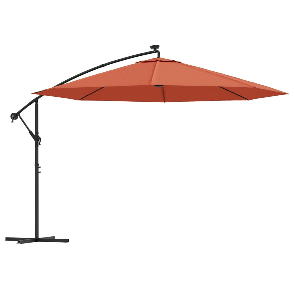 Parasol flottant vidaxl avec éclairage LED 350 cm en terre cuite