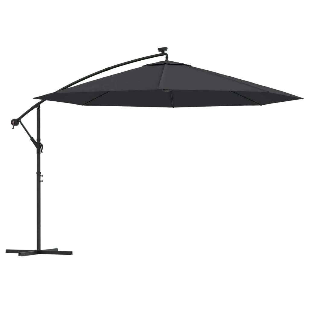VidaXL Cantilever Parasol with LED Lighting 350 cm Black