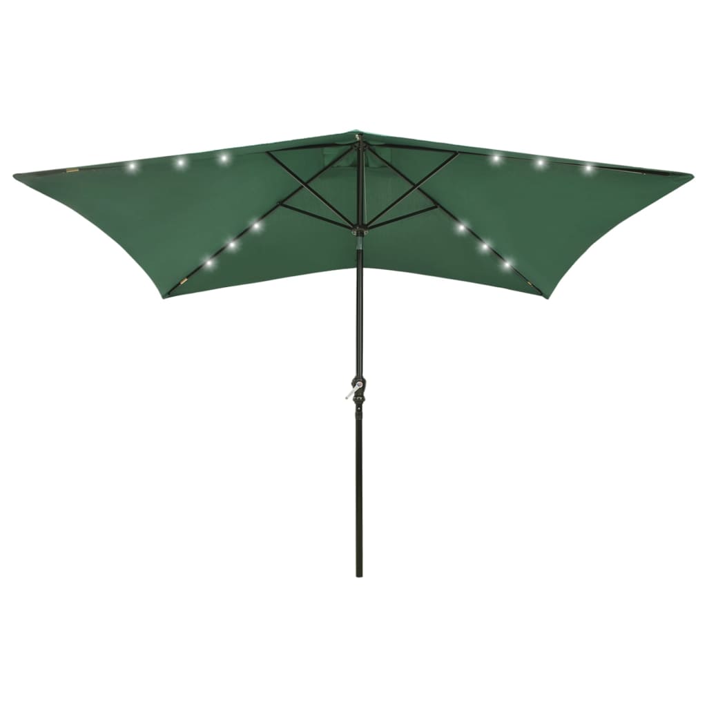 Vidaxl Parasol with LEDs and Steel Pole 2x3 m Green