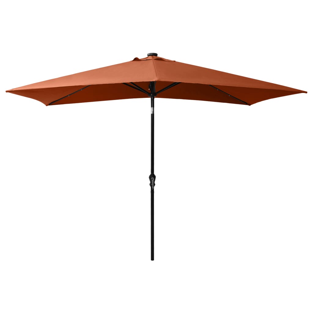 Vidaxl Parasol with LEDs and Steel Pole 2x3 m Terracotta Color