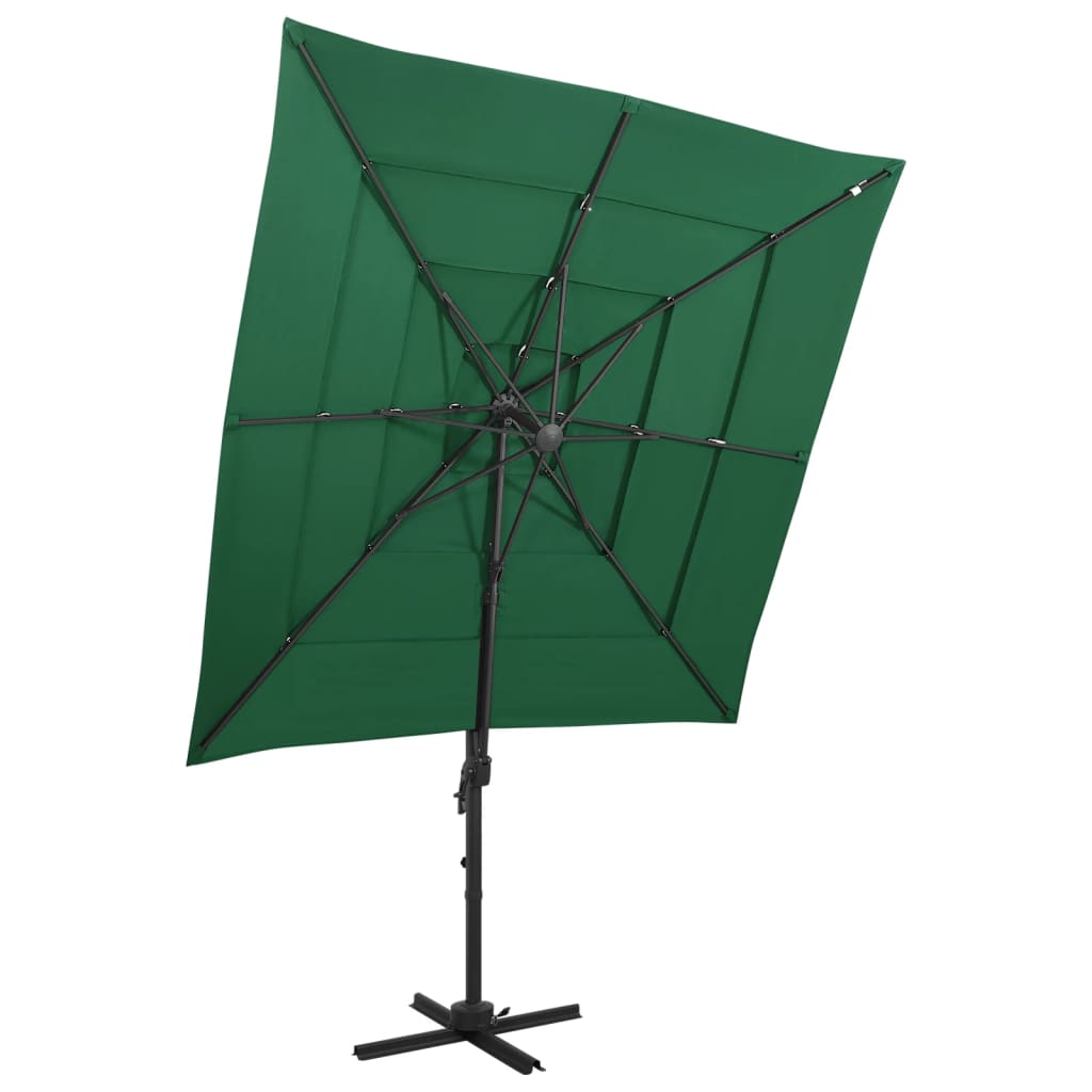 Vidaxl Parasol 4-lags med aluminiumstang 250x250 cm grønn