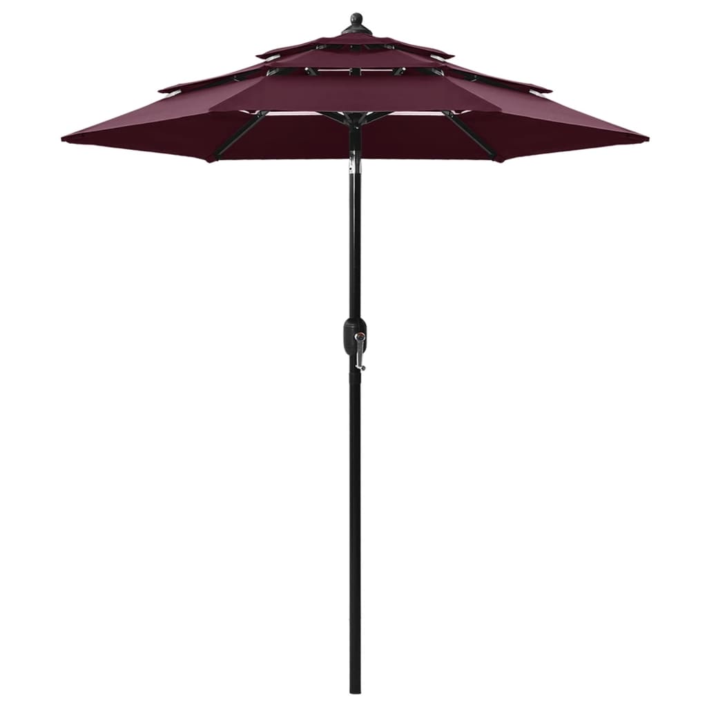 Vidaxl parasol 3 couches avec poteau en aluminium 2 m bordeaux rouge