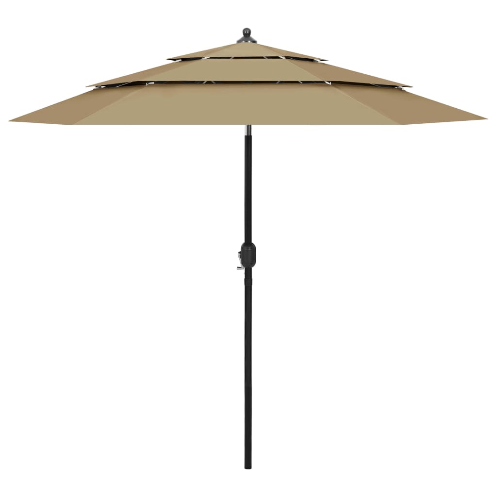 Vidaxl parasol 3 couches avec poteau en aluminium 2,5 m taupe