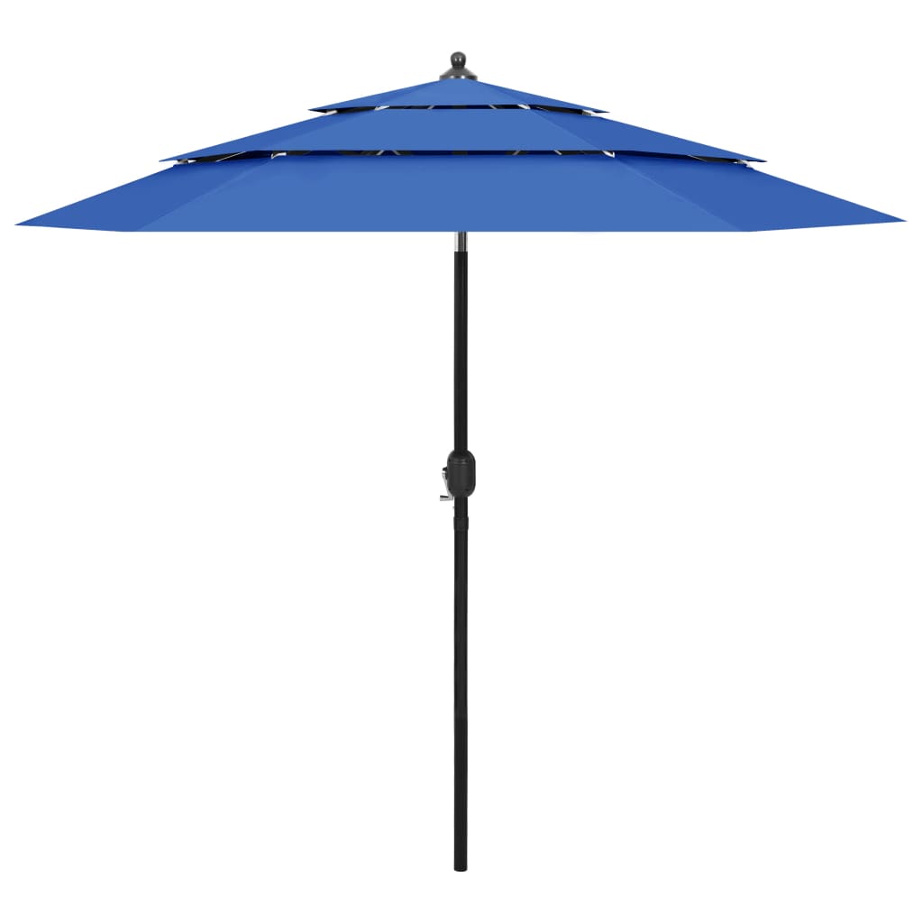 Vidaxl Parasol 3-lags med aluminiumstang 2,5 M Azure Blue