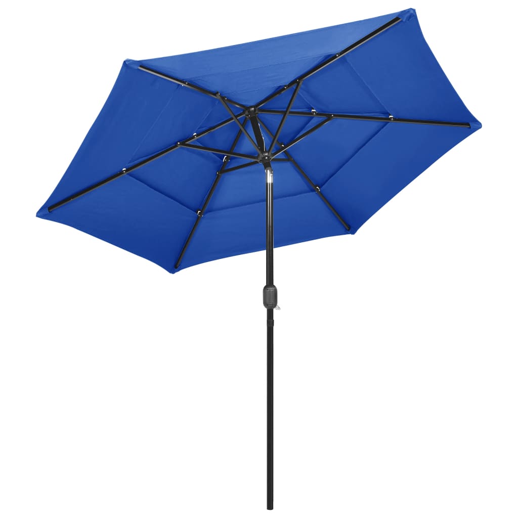 Vidaxl Parasol 3-lags med aluminiumstang 2,5 M Azure Blue