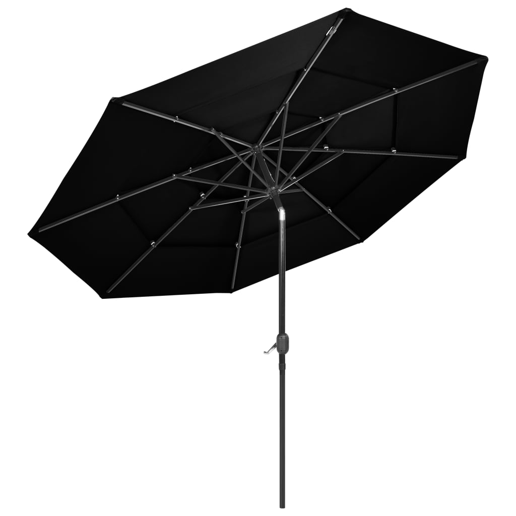 Vidaxl Parasol 3-Layer mit Aluminiumpol 3 m schwarz