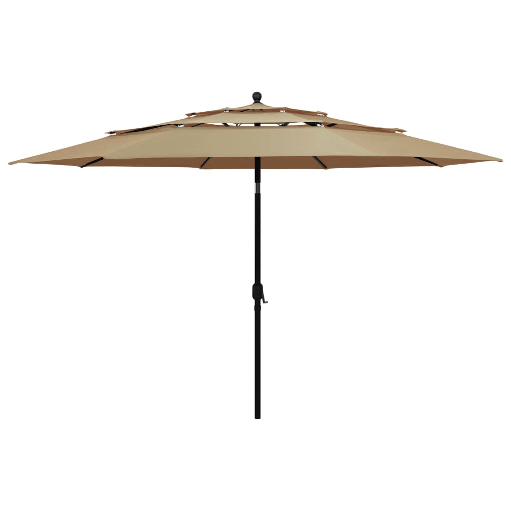 Vidaxl Parasol 3-sloj z aluminijastim drogom 3,5 m taupe
