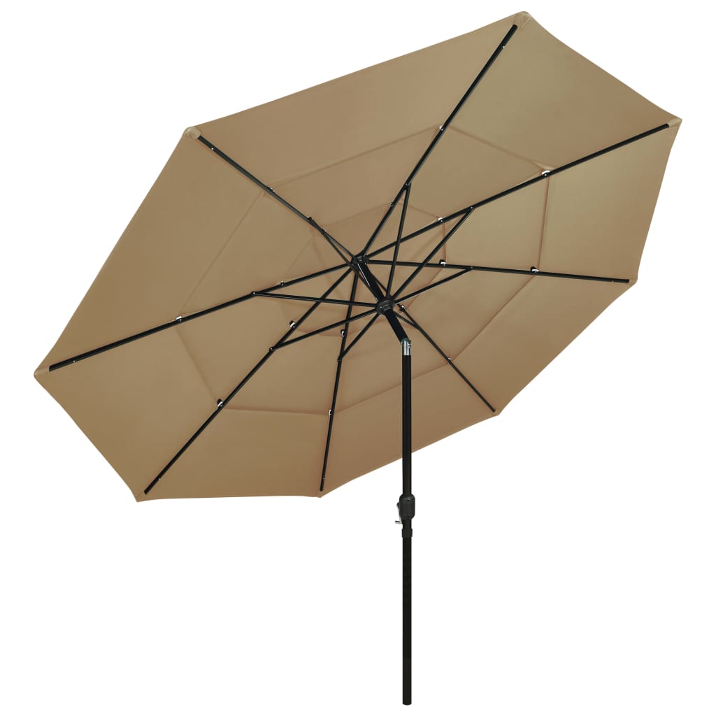 Vidaxl Parasol 3-sloj z aluminijastim drogom 3,5 m taupe