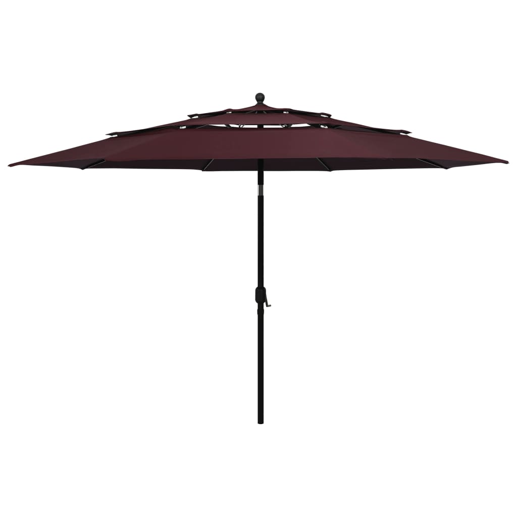 Vidaxl Parasol 3-lags med aluminiumstang 3,5 m Bordeaux rød