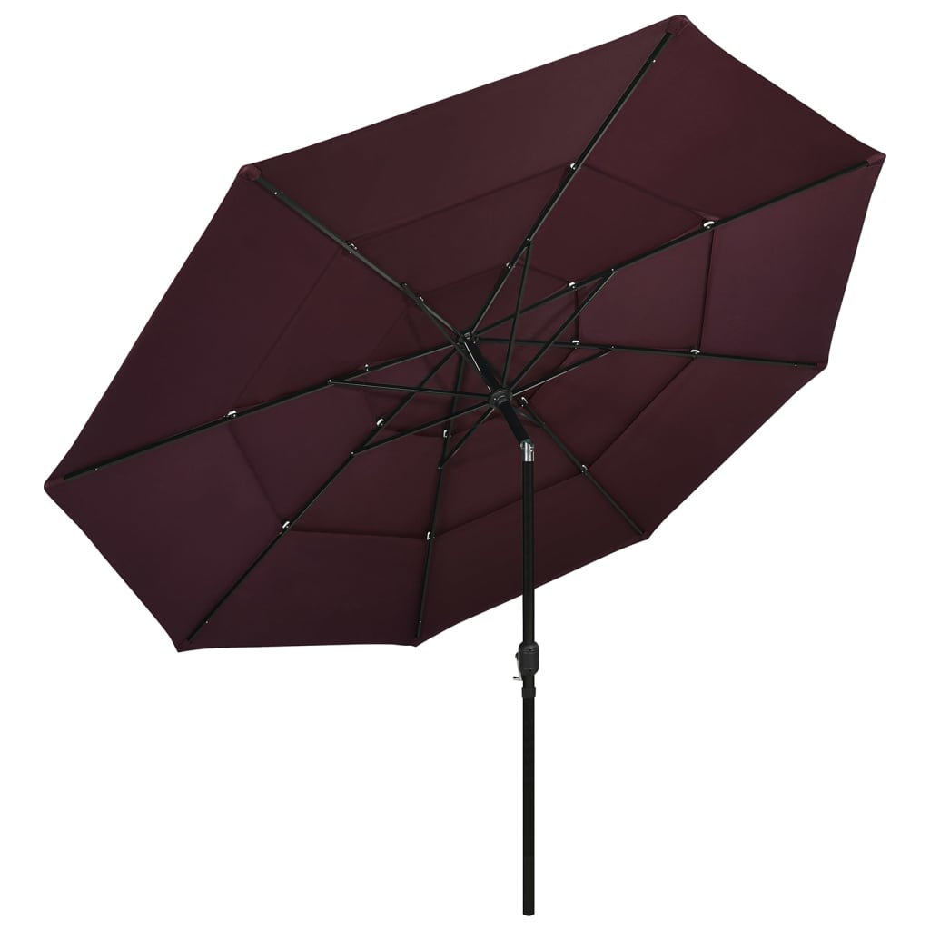 Vidaxl Parasol 3-lags med aluminiumstang 3,5 m Bordeaux rød