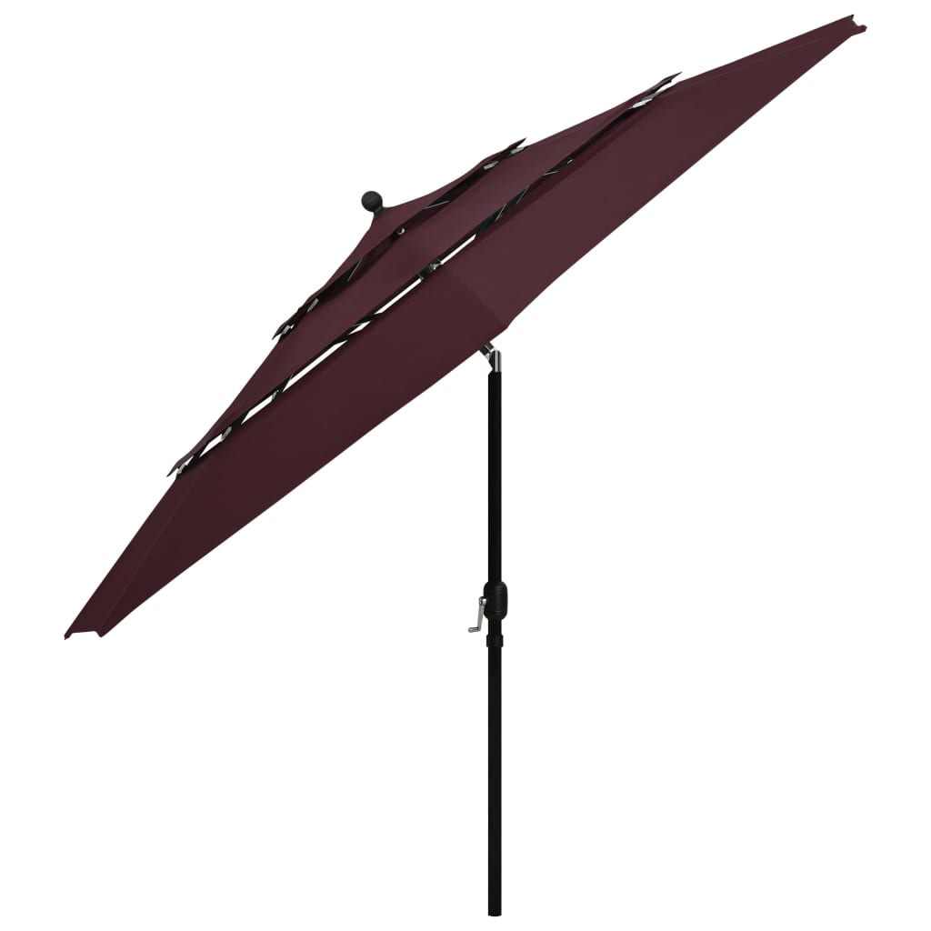 Vidaxl Parasol 3-lags med aluminiumstang 3,5 m Bordeaux rød