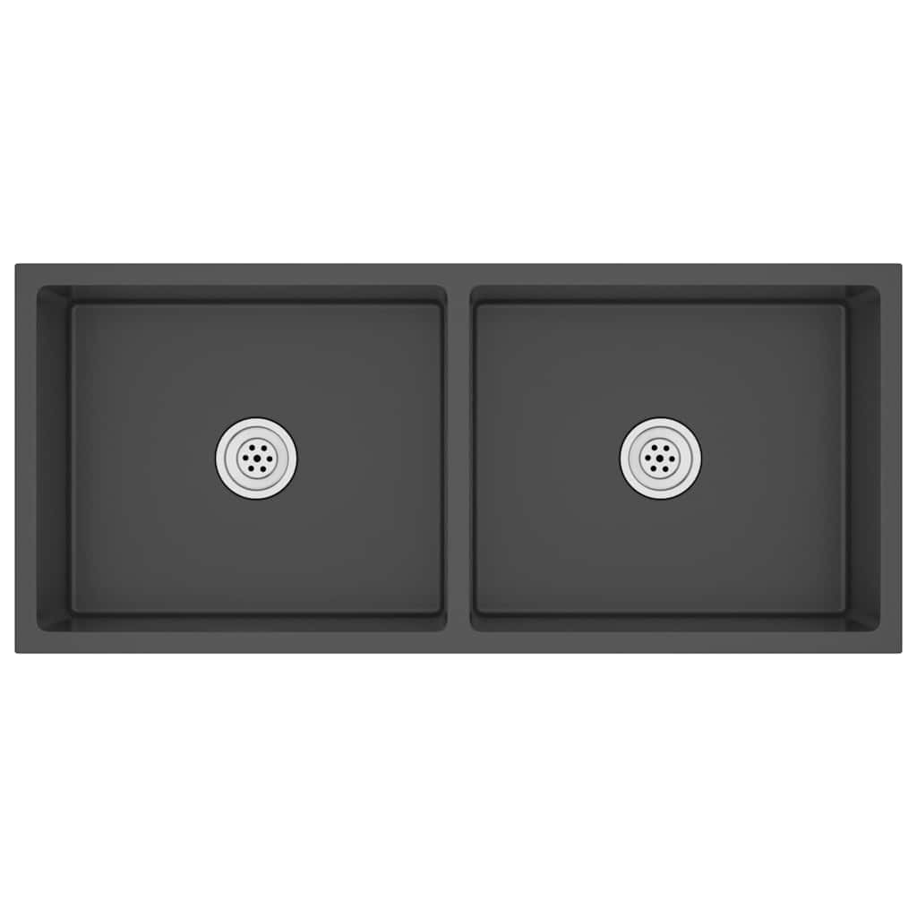 Puits vidaxl à la main en acier inoxydable noir