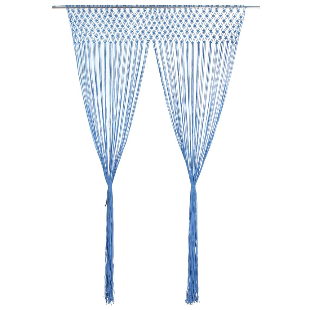 Vidaxl gordijn macramé 140x240 cm katoen blauw