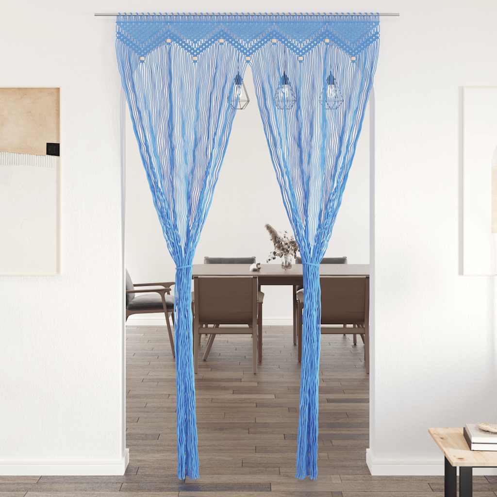 Vidaxl curtain macrame 140x240 cm cotton blue