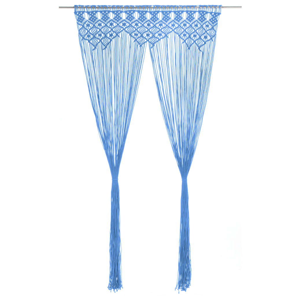 Vidaxl curtain macrame 140x240 cm cotton blue
