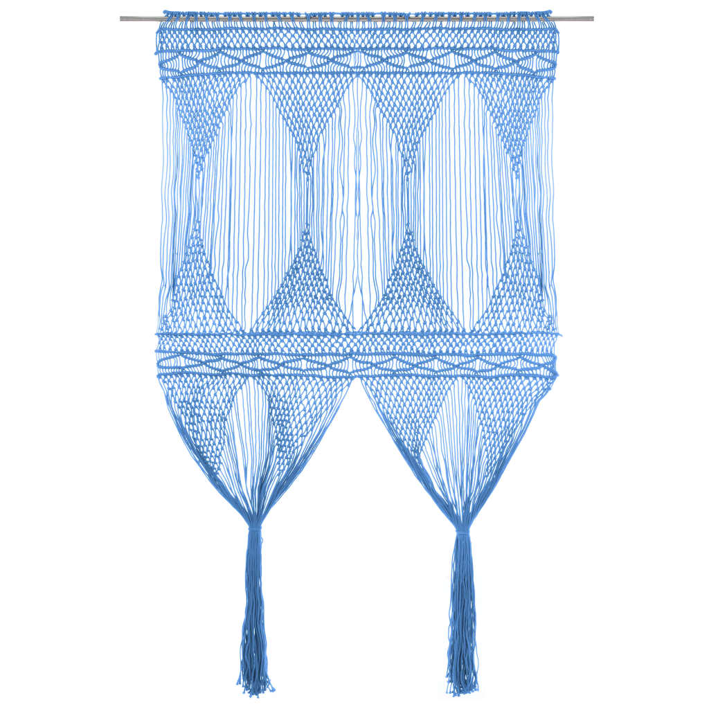 Vidaxl curtain macrame 140x240 cm cotton blue