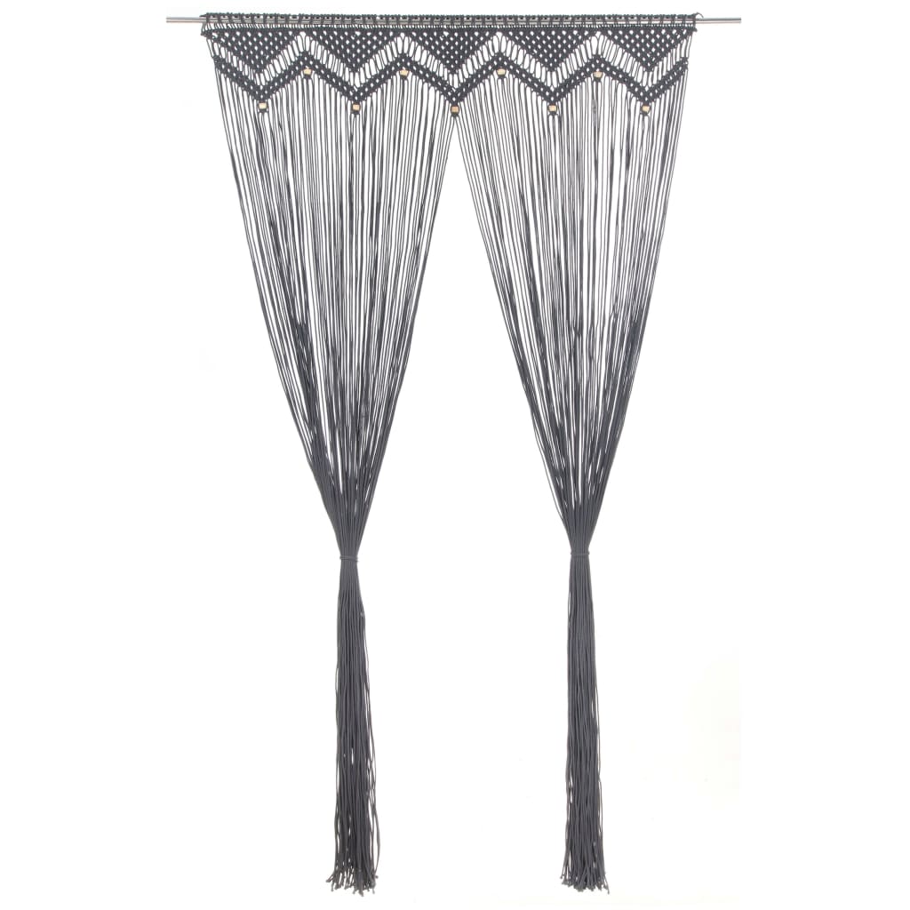 Vidaxl curtain macrame 140x240 cm cotton anthracite