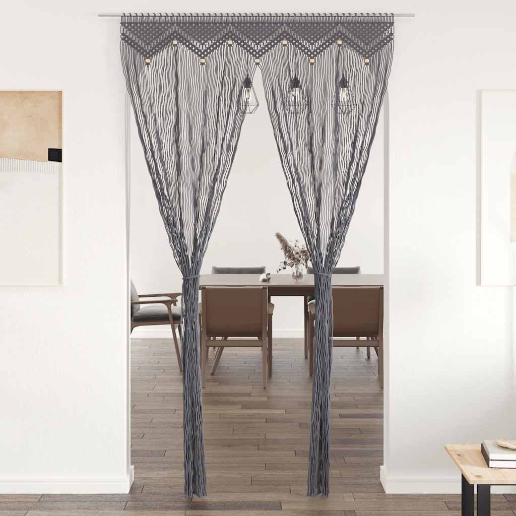 Vidaxl curtain macrame 140x240 cm cotton anthracite