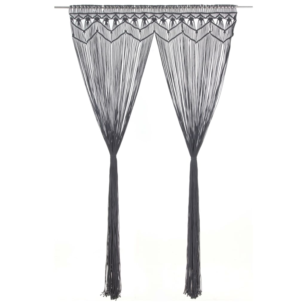 VIDAXL -Vorhang Macramé 140x240 cm Baumwoll -Anthrazit