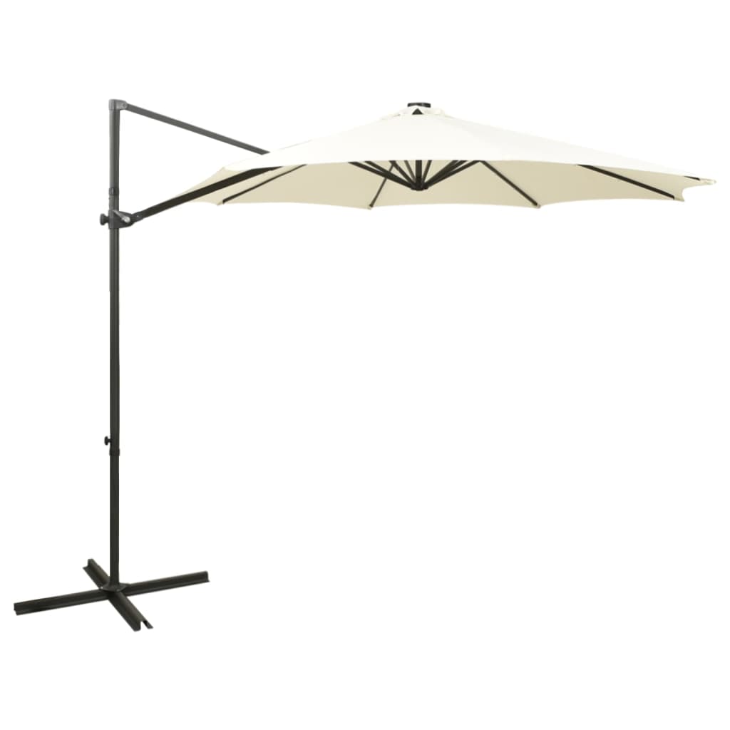 Vidaxl-schwimmendes Parasol mit Stangen und LED-Beleuchtung 300 cm sandfarben