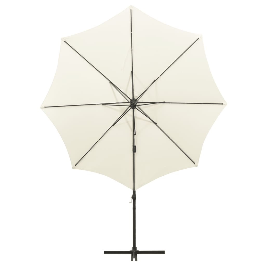 Vidaxl-schwimmendes Parasol mit Stangen und LED-Beleuchtung 300 cm sandfarben