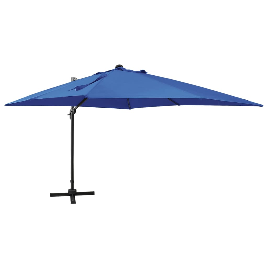 Vidaxl Parasol flottant avec poteau et éclairage LED 300 cm bleu azure