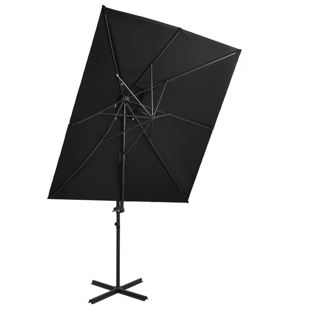 Vidaxl -schwimmendes Parasol mit Doppeldach 250x250 cm Schwarz