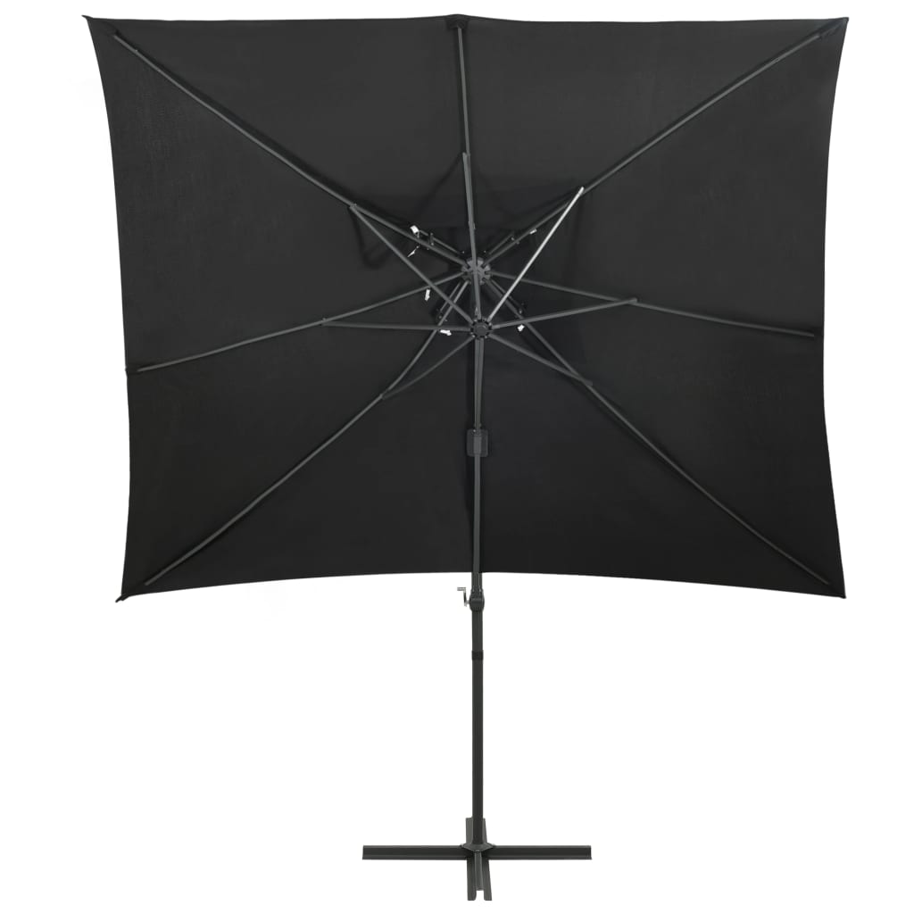 Vidaxl -schwimmendes Parasol mit Doppeldach 250x250 cm Schwarz