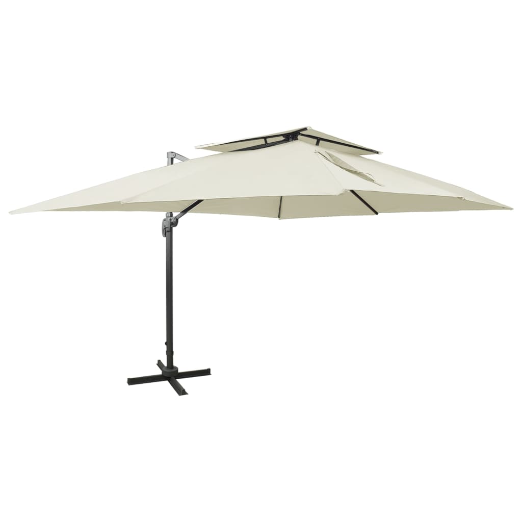 Vidaxx floating parasol with double roof 400x300 cm sand-colored