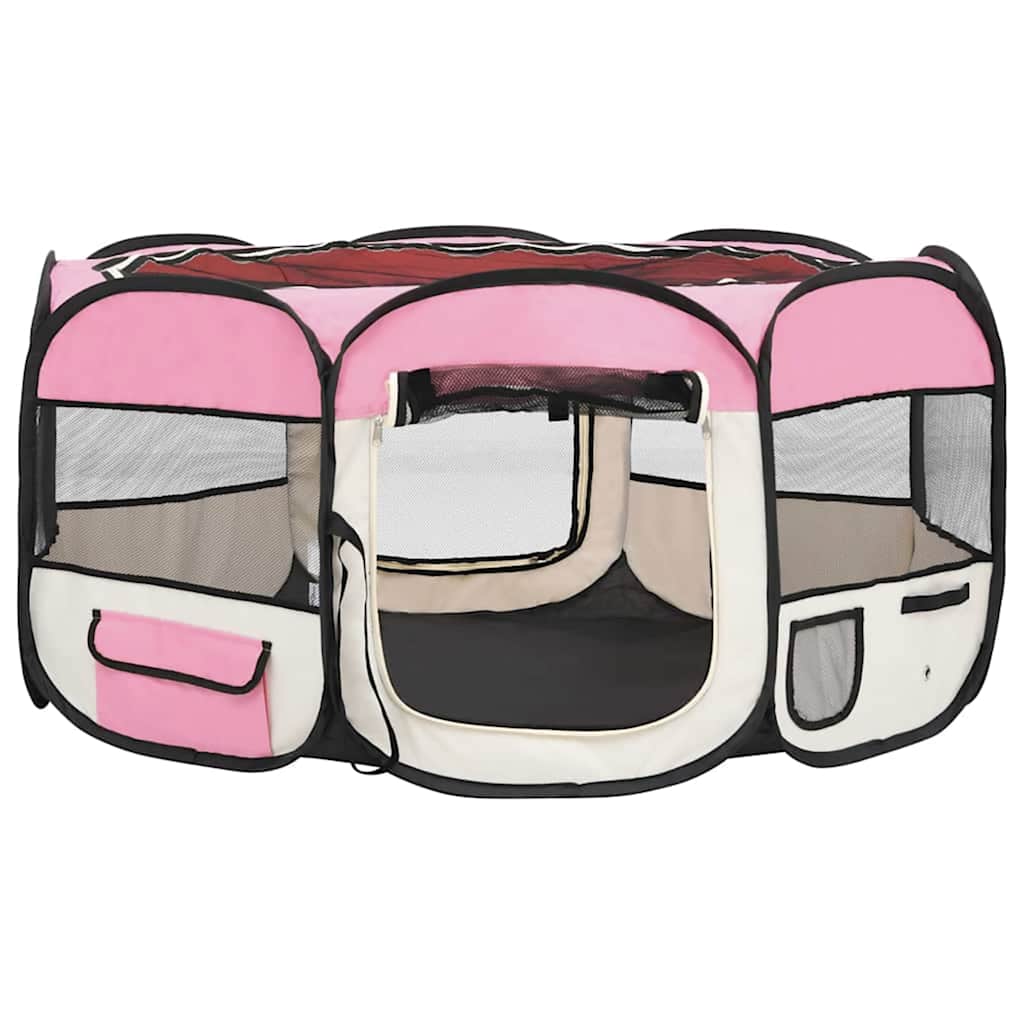 Vidaxl Dog Ren pieghevole con borsa portante 145x145x61 cm rosa